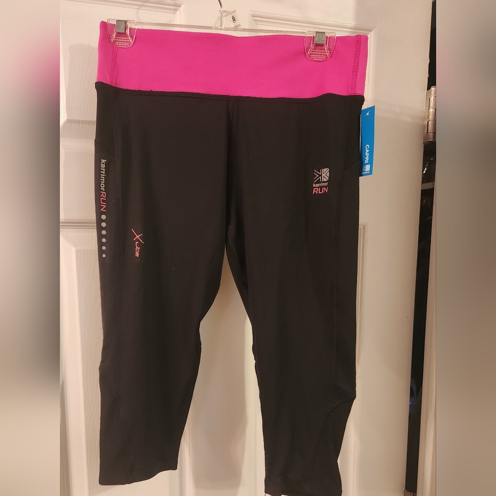 NEW UK Karrimor Running Capri Pants US Women's Size 8 (UK Size 12) Black & Pink.